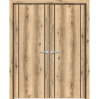 Solid French Double Doors 48 x 96 | Planum 0017 Oak with