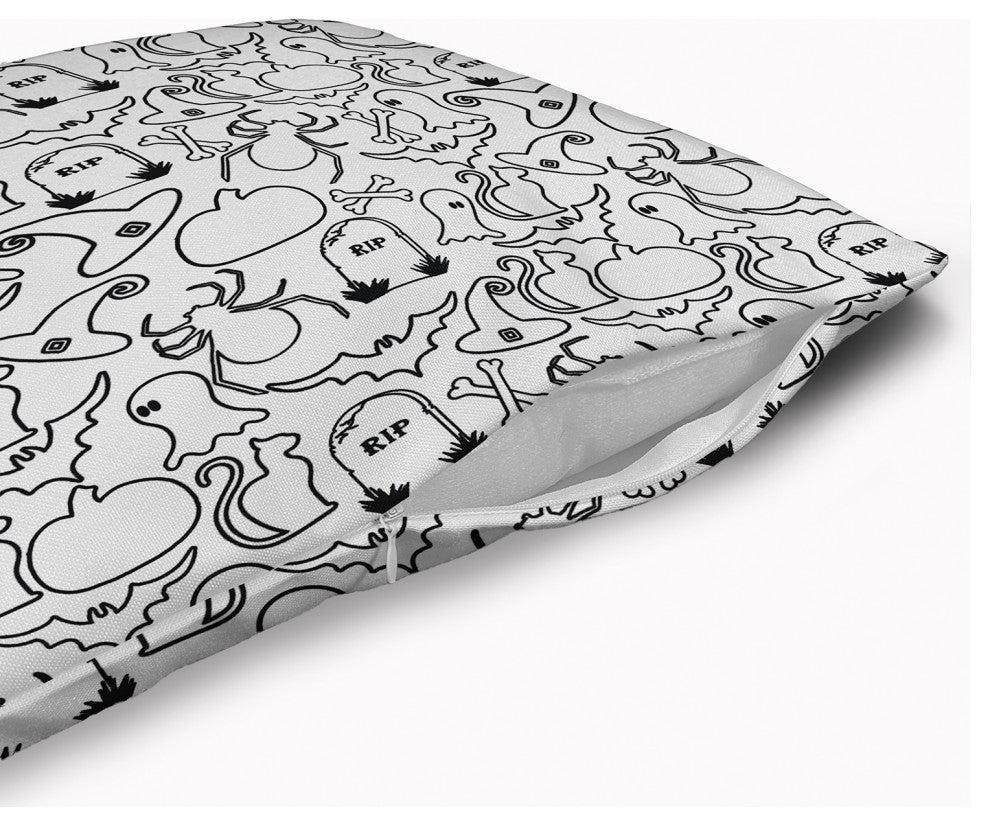 Halloween Outlines Accent Pillow With Removable Insert, White, 18"x18"