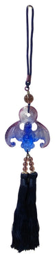 Liuli Crystal Glass Fengshui Fortune Blue Purple Bat Gift Decor Tassel Hws1358