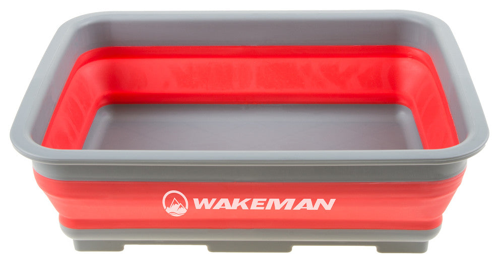 Wakeman 10L Collapsible Portable Camping Wash Basin, Red
