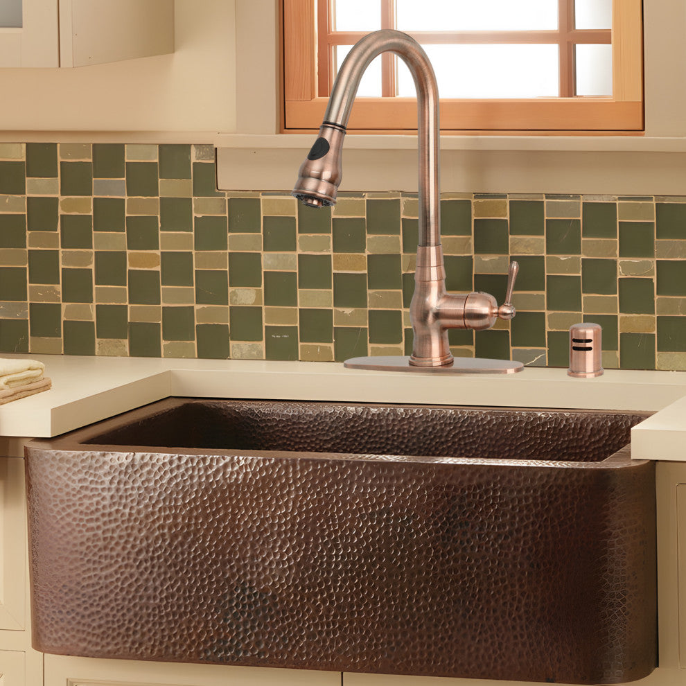 Pull Down Kitchen Faucet With Deck Plate, Single Level Solid Brass Sink Faucets,