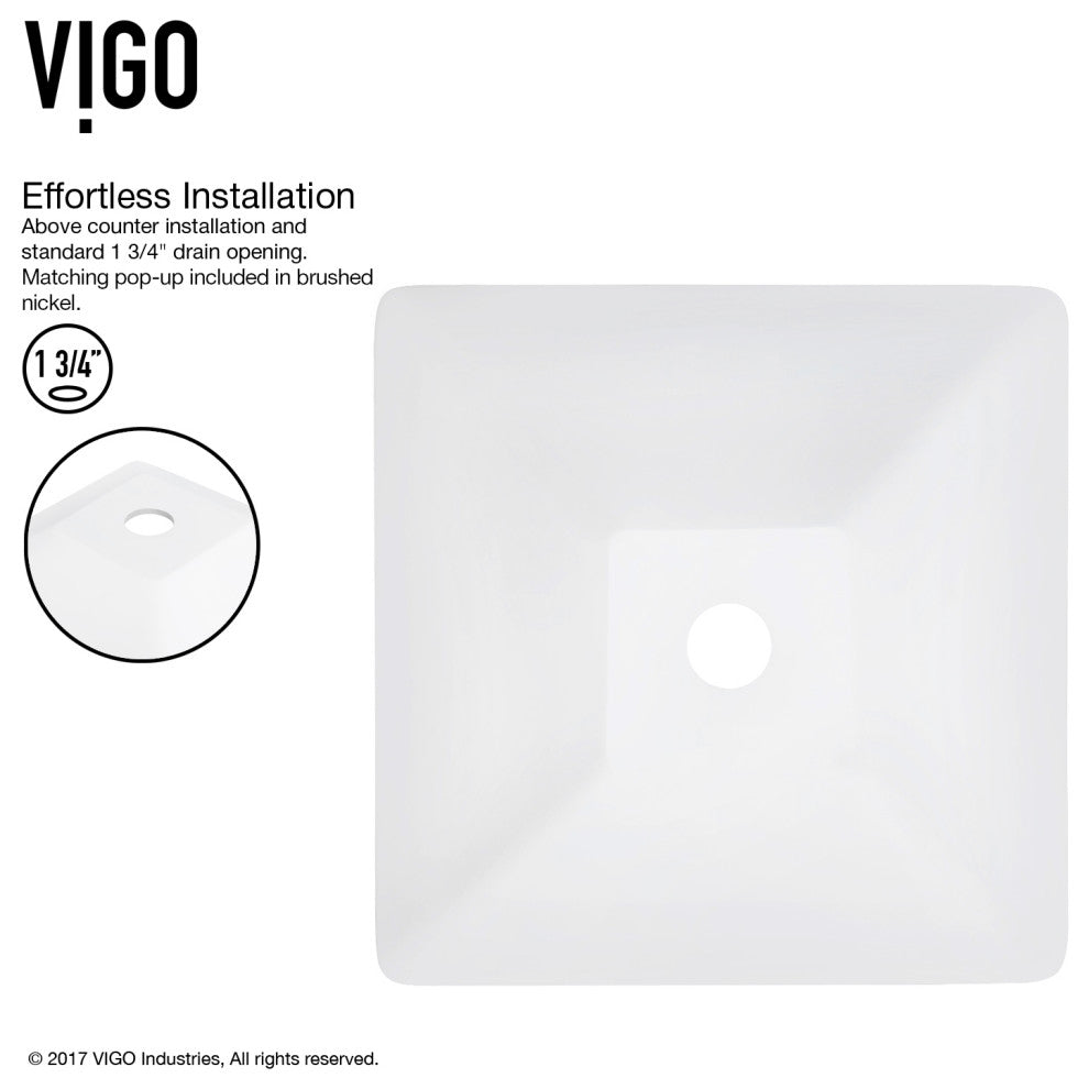 VIGO Matira Matte Stone Vessel Sink and Niko Faucet Set, Brushed Nickel Pop-Up Drain