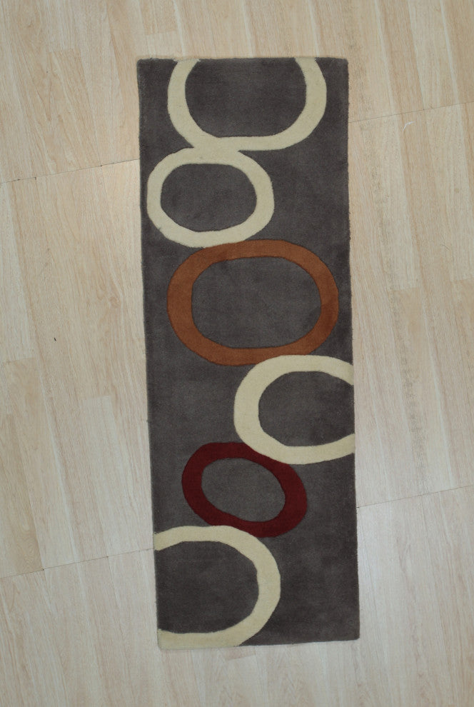 GRAY Transitional Stripe Modern Tufted Area Rug