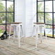 Bar Stool Chair Barstool, Set of 2, Wood, Metal, White, Modern, Bar Pub Bistro