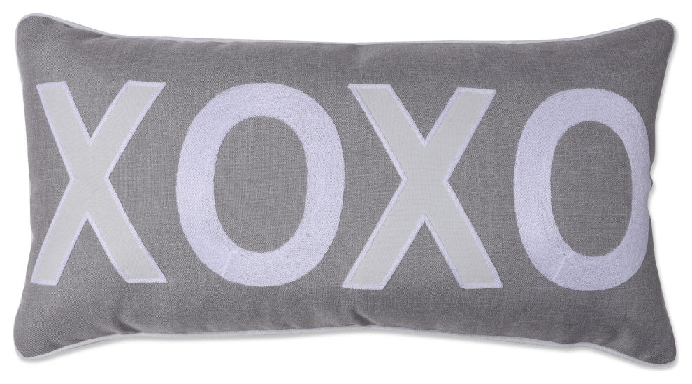 Indoor Valentines XOXO Gray Rectangular Throw Pillow