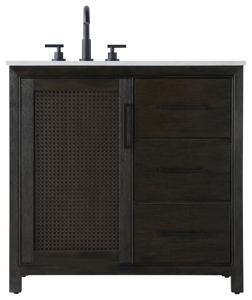 Home Living 36" Single Bathroom Vanity, Chocolate Oak