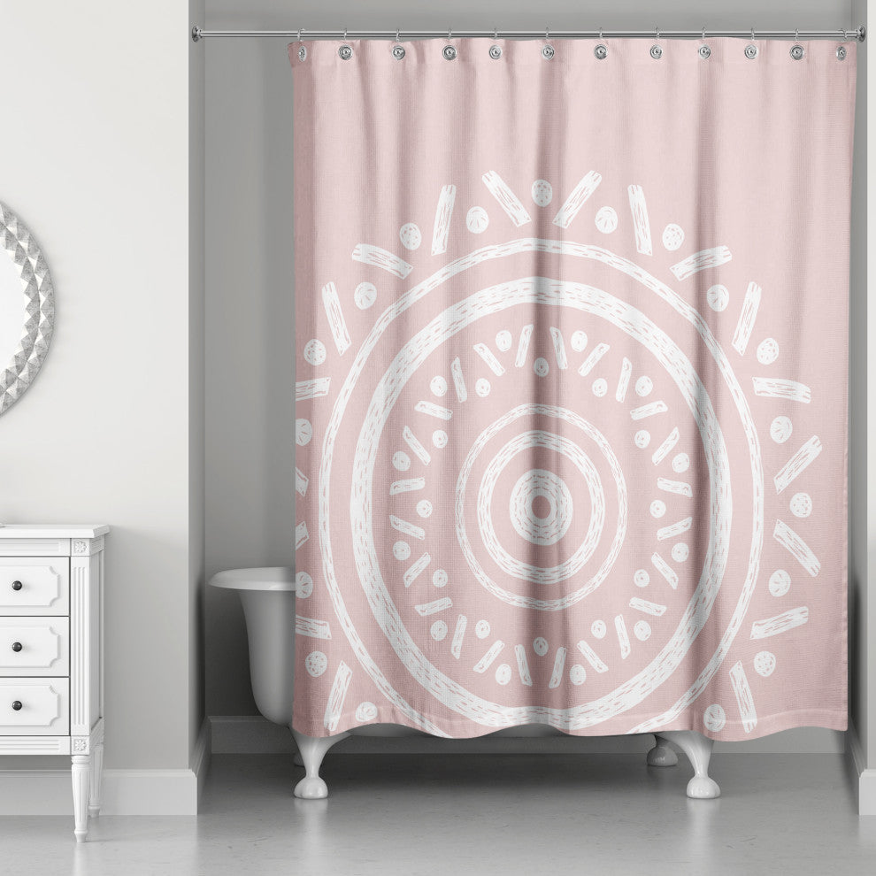 Simple Pink Boho Circle 71x74 Shower Curtain