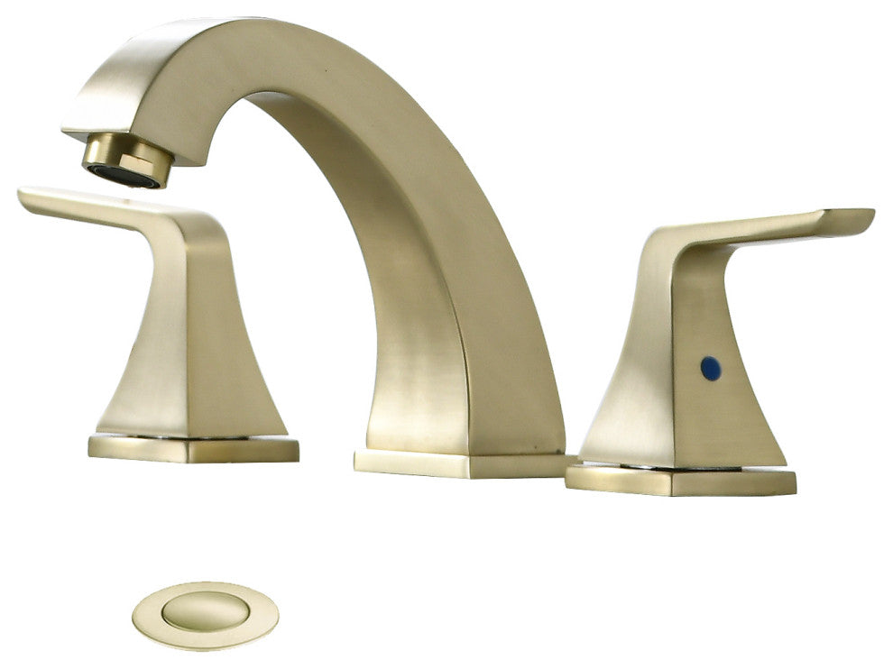 8 Inch Widespread Double Handles Bathroom Faucet With Pop Up Drain, Brushed Gold