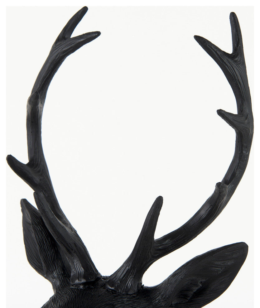 Mozart Black Painted Resin Deer Bust