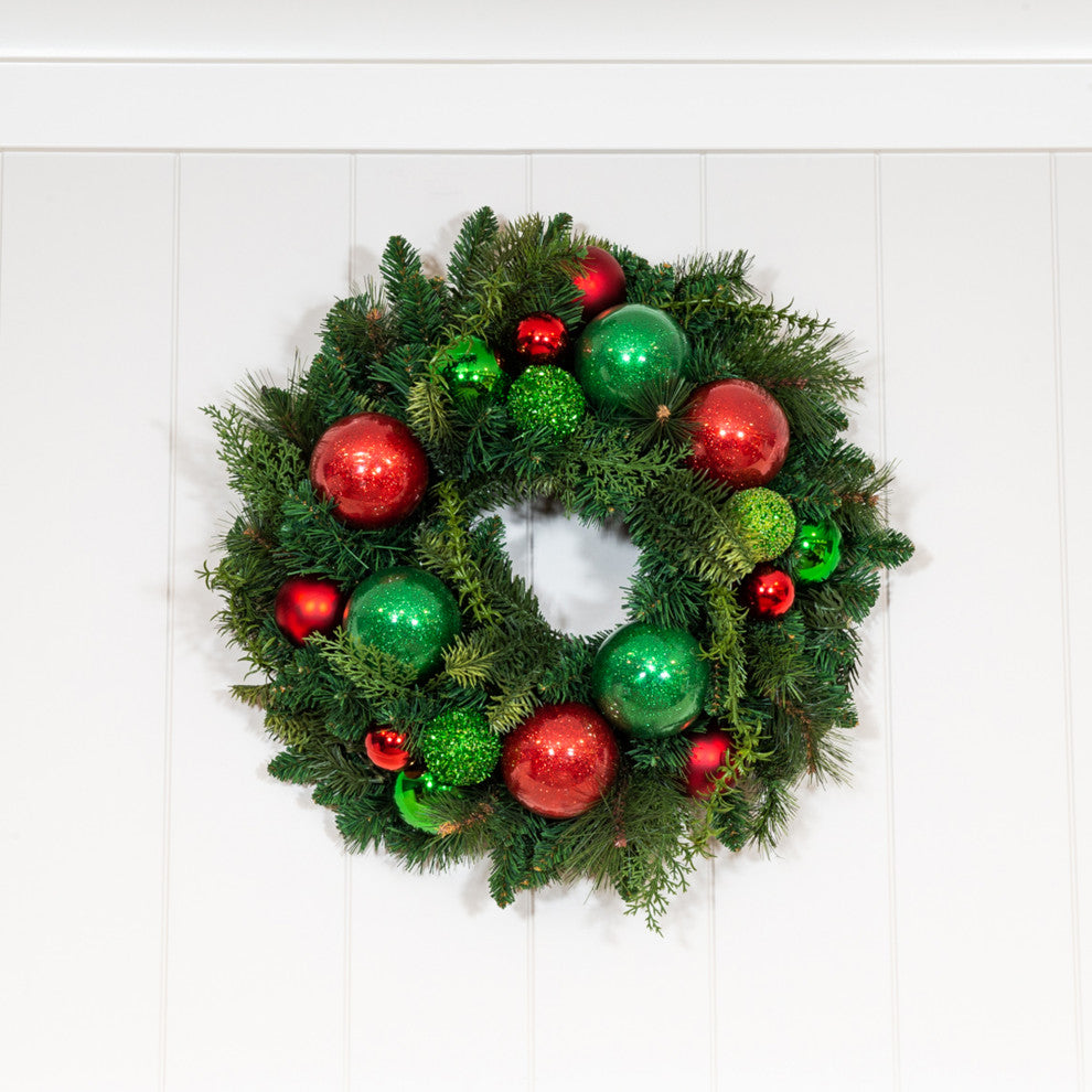 24" Lighted Christmas Wreath, Christmas Cheer