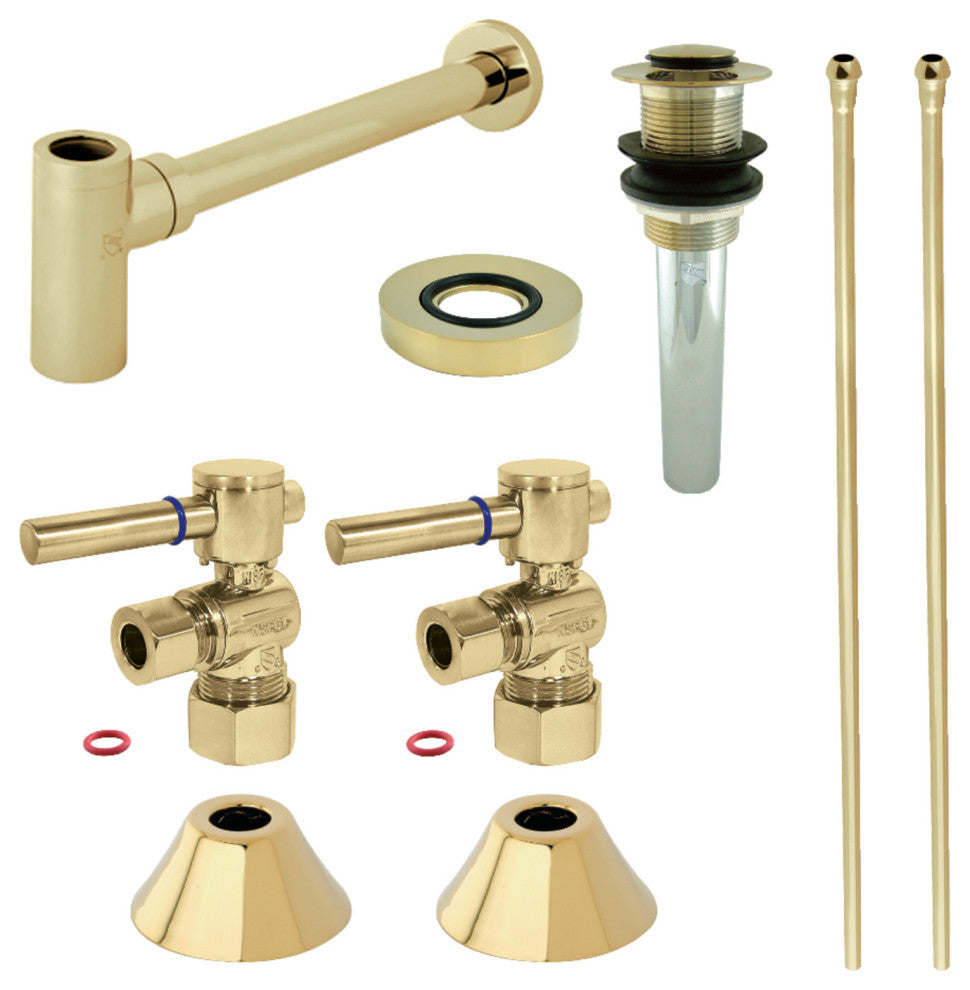 Plumbing Sink Trim Kit, Bottle Trap and Drain, Polished Brass