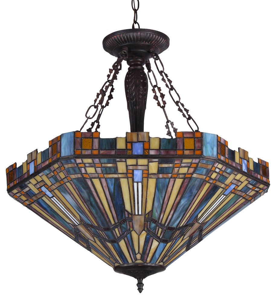 Saxon 3-Light Mission Inverted Ceiling Pendant Fixture