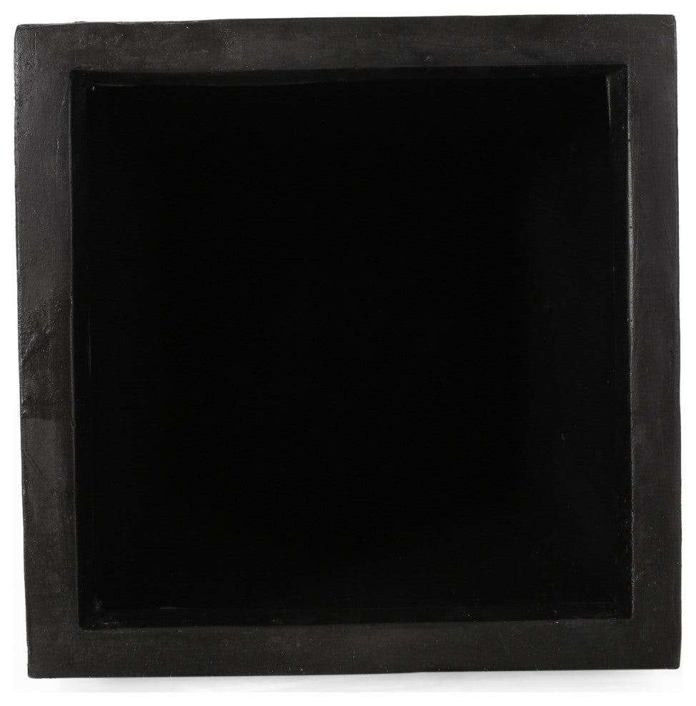 Ephraim Outdoor Cast Stone Planter, Matte Black, Medium