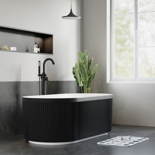 Serenity 67" Fluted Acrylic Soaking Tub, Oval, Matte Black