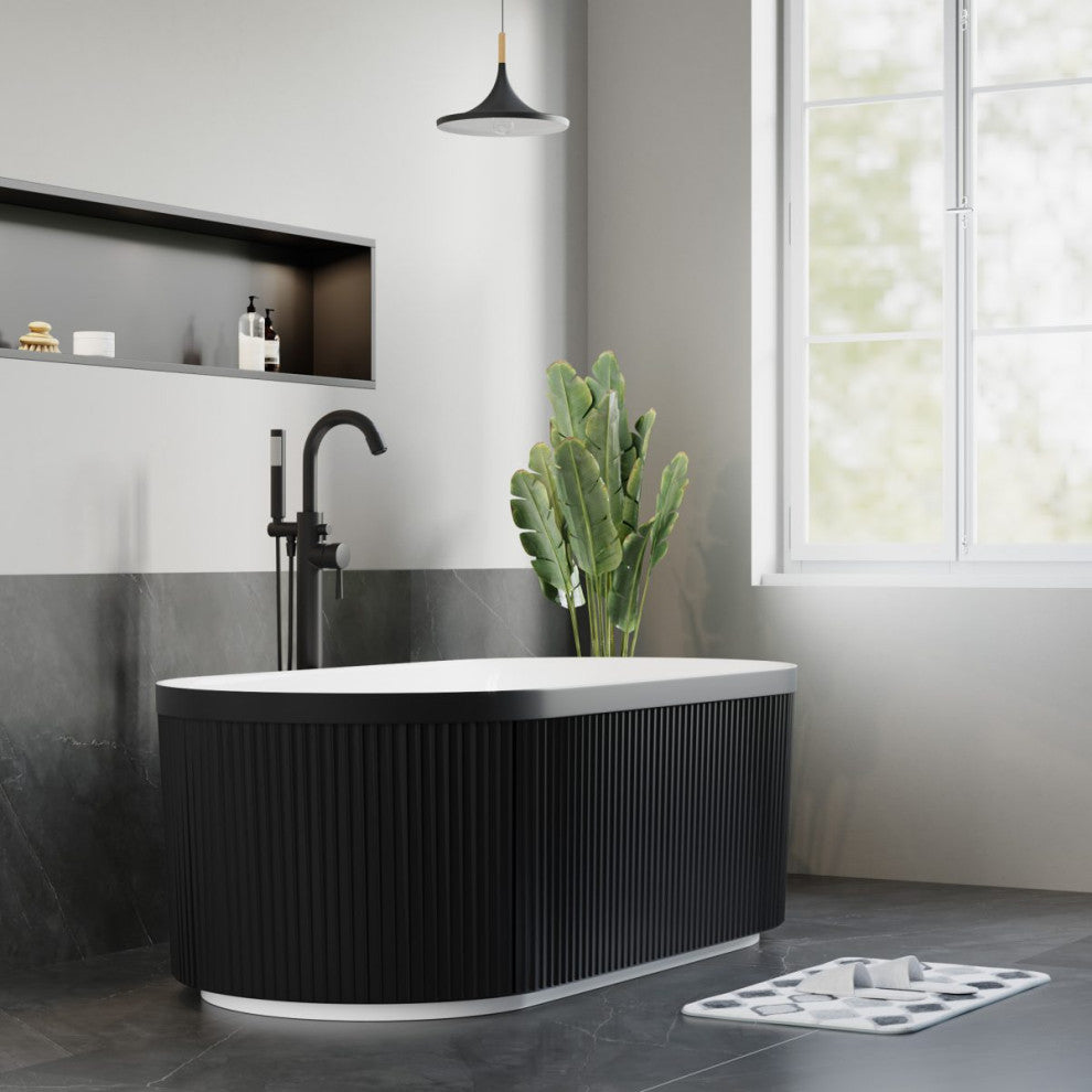 Serenity 67" Fluted Acrylic Soaking Tub, Oval, Matte Black