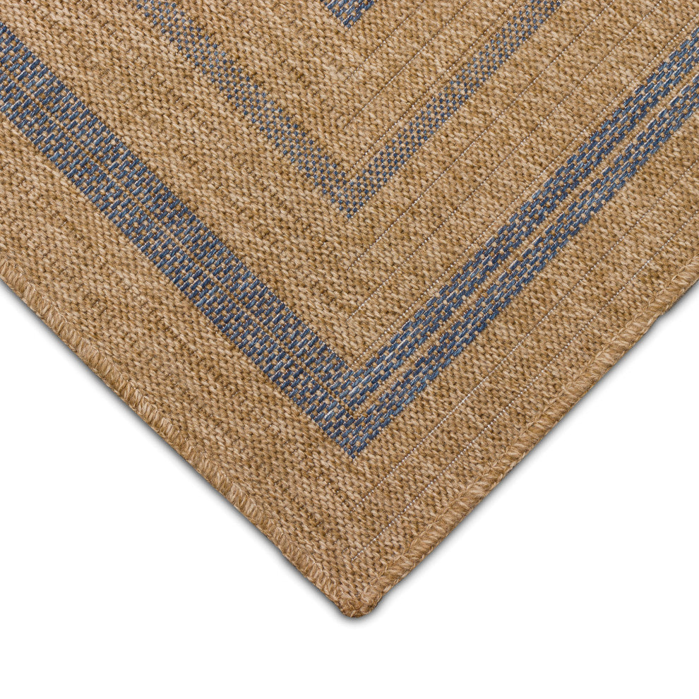 Sahara Multi Border Indoor/Outdoor Rug Navy 1'11"x7'6"