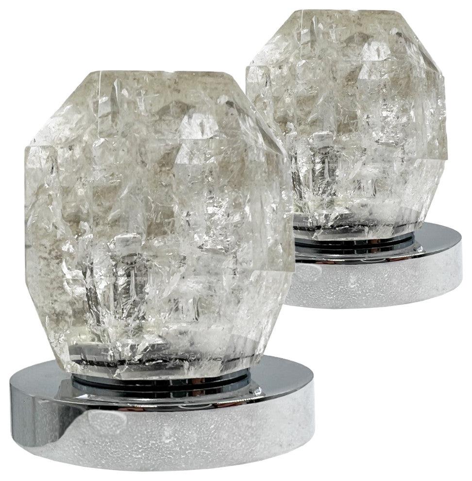 CastelloUSA Widespread 3 Hole, Bath Faucet, 2-White Rock Crystal Handles, Chrome