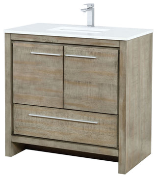 Lafarre 36 Rustic Acacia Vanity,Quartz Top, Sink, Nickel Faucet Set