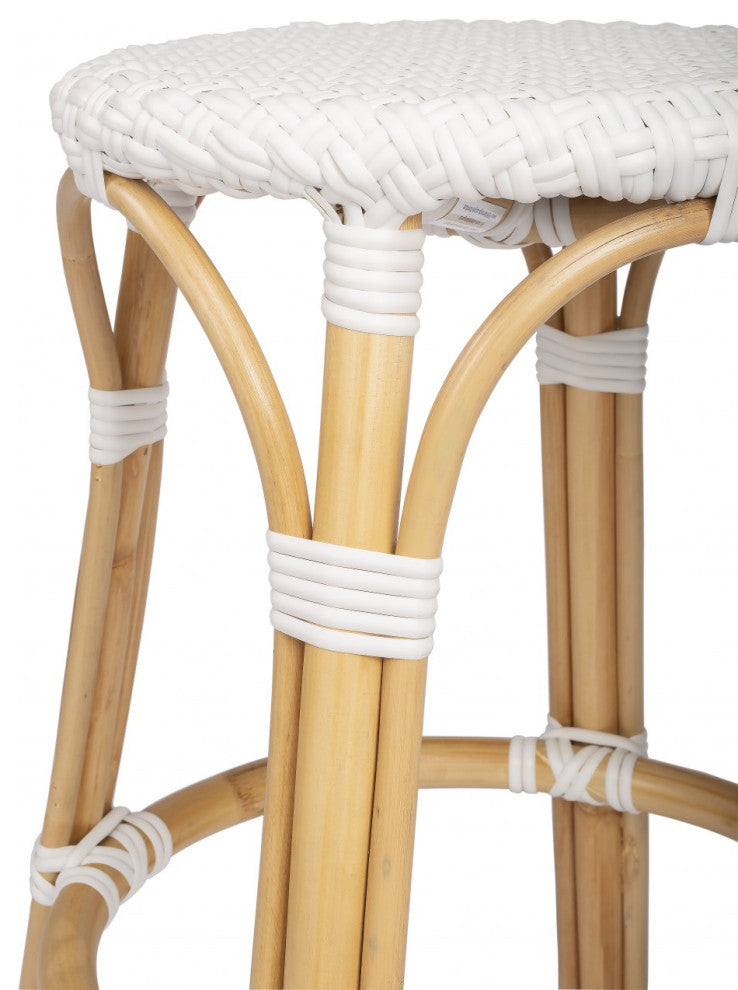 White Rattan Counter Stool