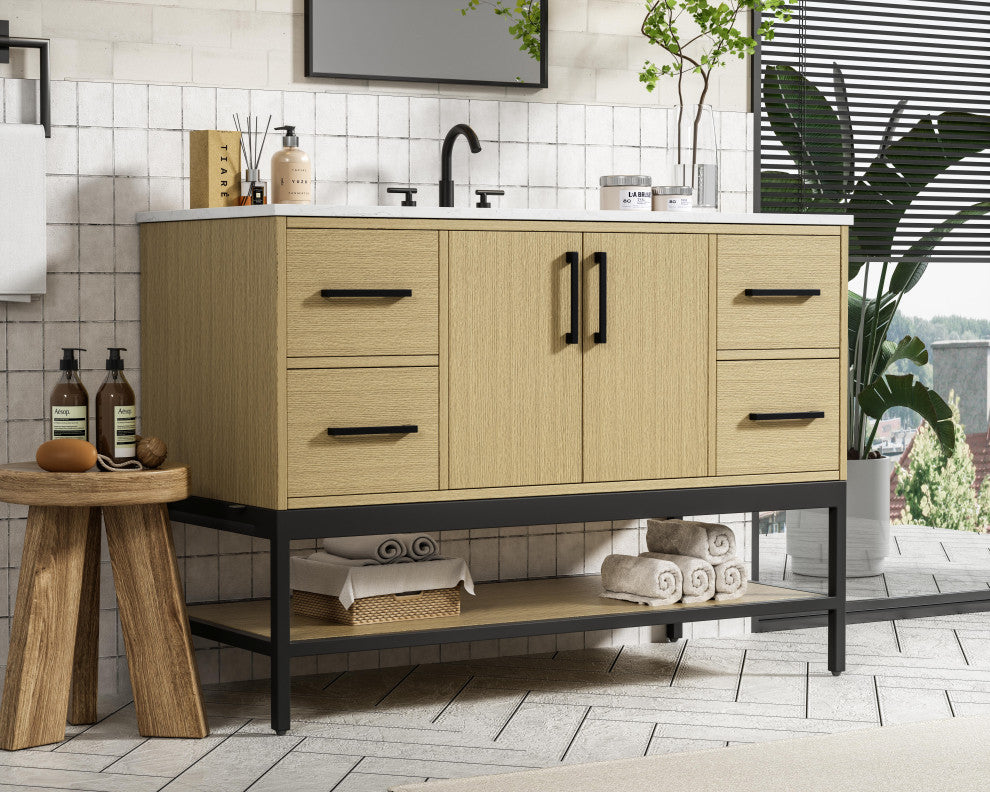 Home Living 48" Single Bathroom Vanity, Honey Brown