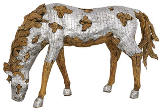 Mustang Horse Armored Sculpture, Grazing