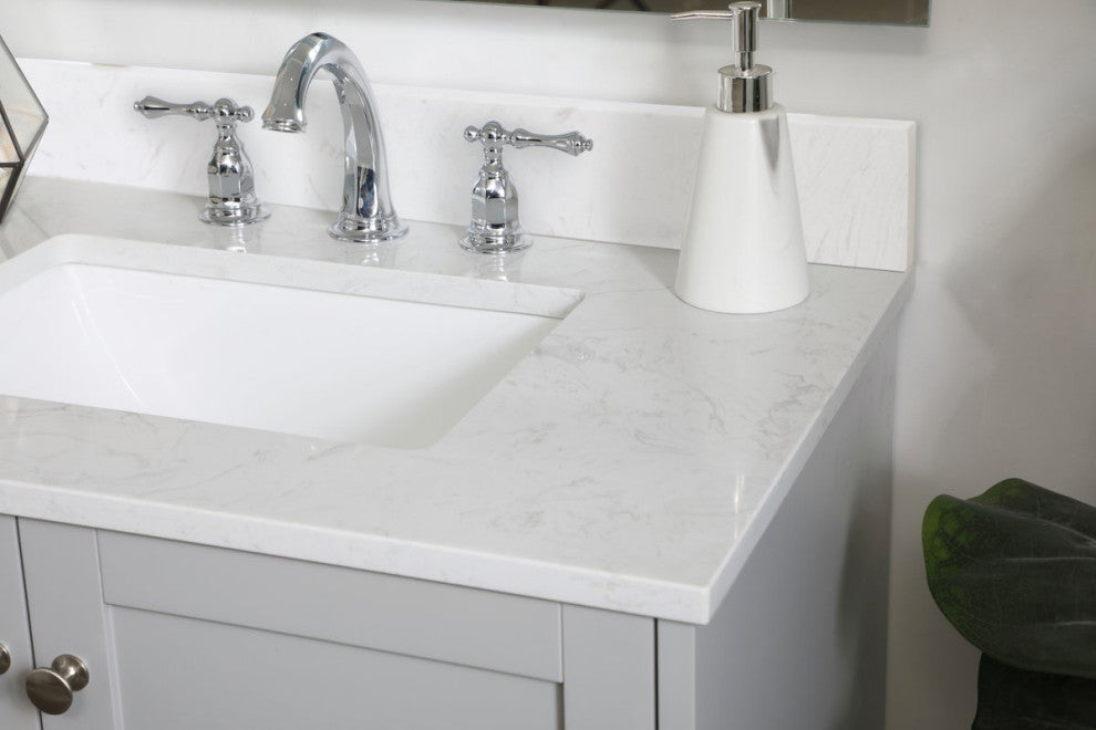Sadie 30" Single Bathroom Vanity, Gray With Backsplash