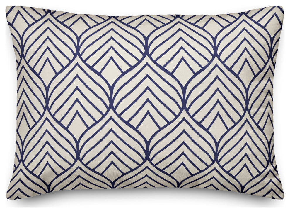 Navy Geo Leaf Pattern 14x20 Indoor / Outdoor Pillow