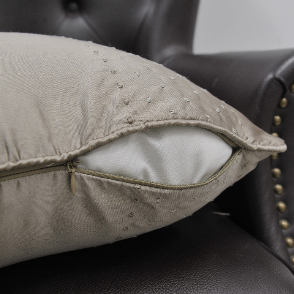 Home Soft Things Marquesa Dot Silk Pillow Shell Set, Slub Texture