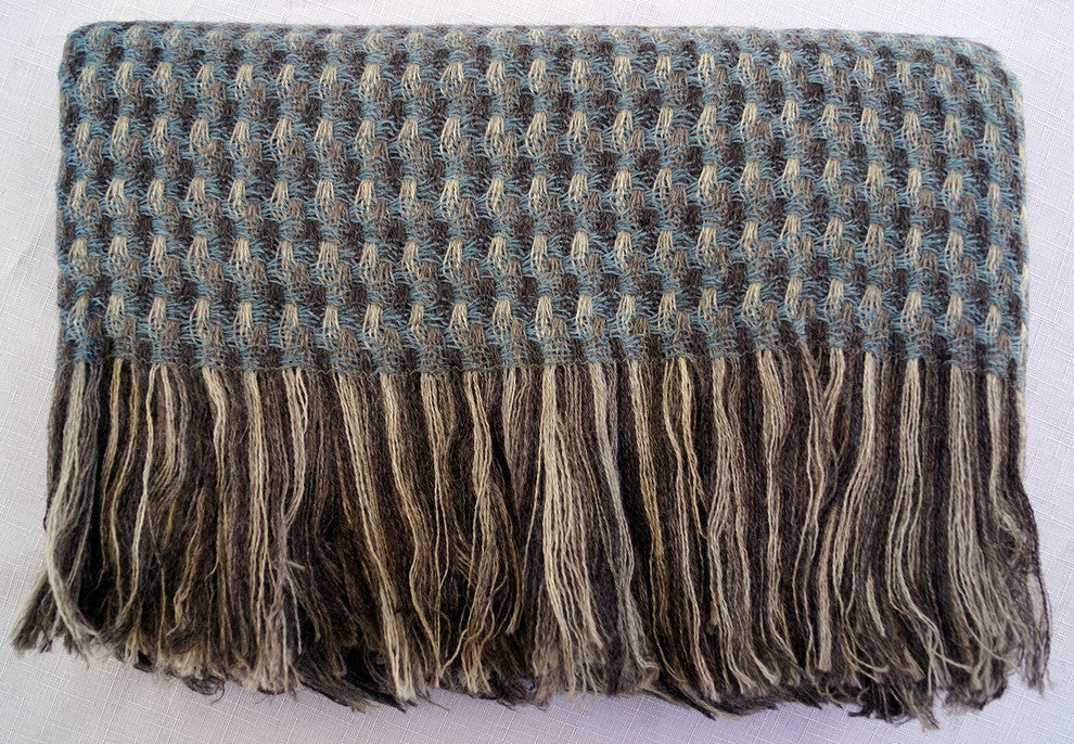 Kauri Wool Throw Blanket, Blue