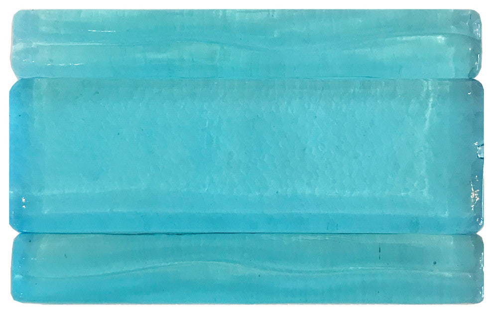 2x6 Field Tile Hand Poured Glass Tile, Aqua