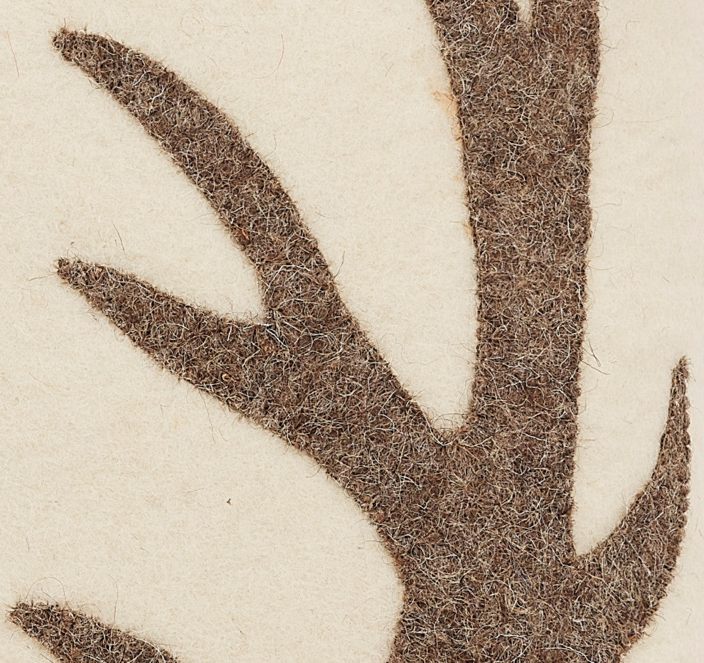 Hand Felted Wool Pillow, Gray Antlers on Cream, 20"