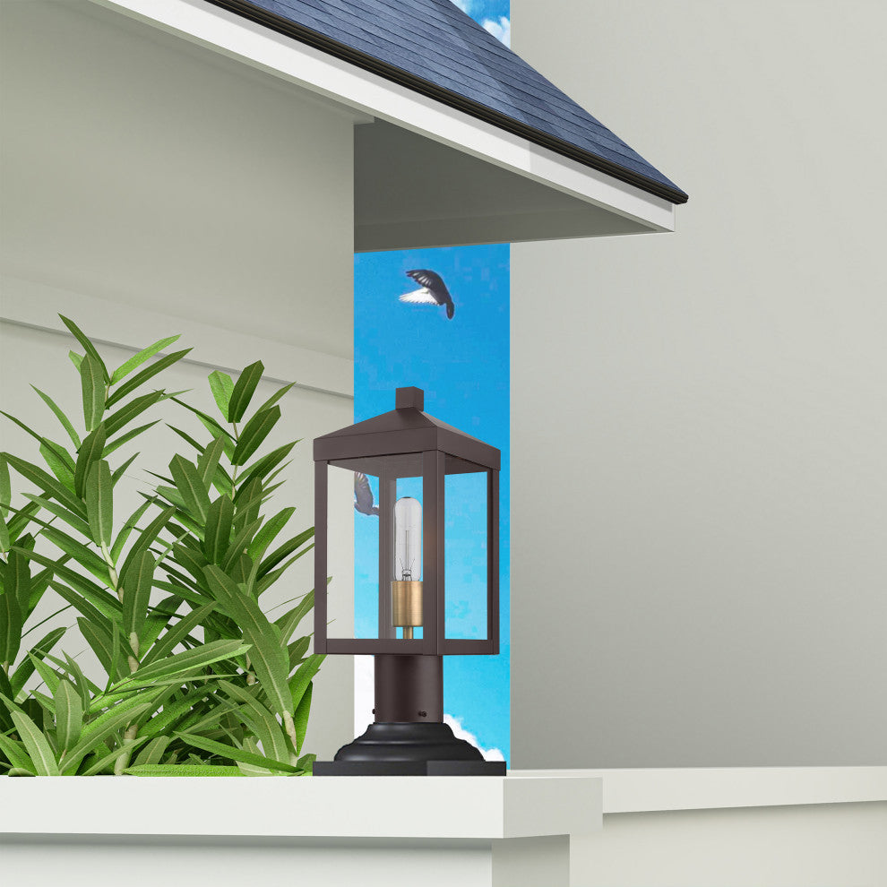 Nyack 1 Light Bronze, Antique Brass Cluster Small Outdoor Post Top Lantern