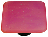 Art Glass Square Opaline Knob, Black Post, Opaline, Red