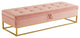 TATEUS Metal Base Bed Bench in Velvet Hidden Storage for Bedroom, Pink