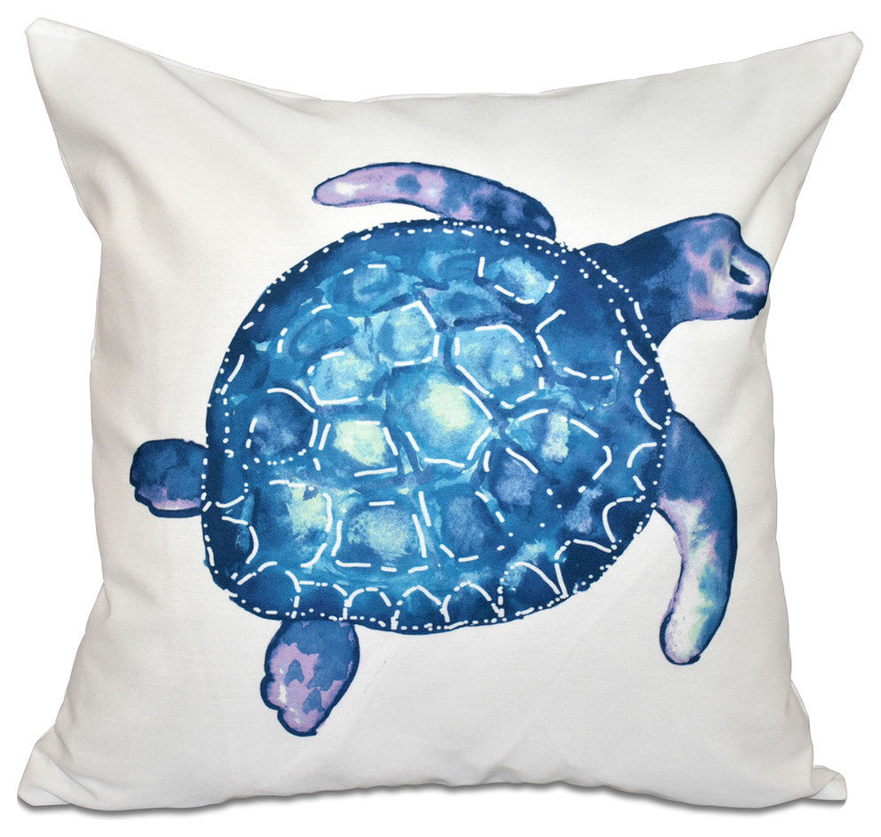 Sea Turtle, Animal Print Pillow, White, 16"x16"