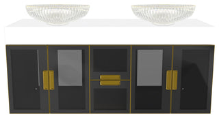 Modern Wall-Mount Vanity With Top & 20" Sink, Top Gold, 60"