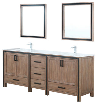 Ziva 80 Barnwood DB Vanity, Cultured Marble Top, Square Sink, 30 Mirrors, Faucet