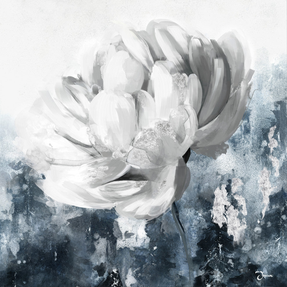 Abstract sliver flower - Oil Painting Print on Wrapped Canvas, Wall art, 30"x30"