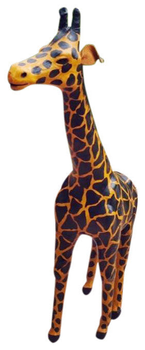 Handmade Paper Mache Giraffe Figurine, 20"