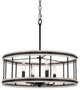 Kira Home Brynn 21" Farmhouse Pendant Drum Chandelier, White Ash Wood Style
