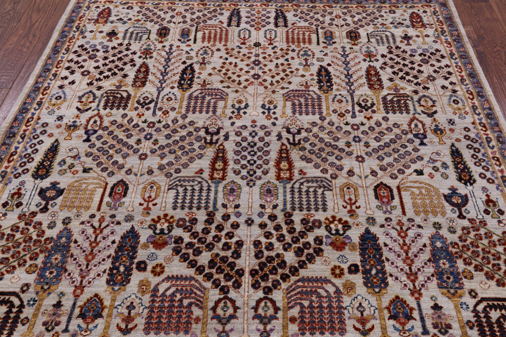 6' Square Hand-Knotted Persian Ziegler Wool Rug - Q12886