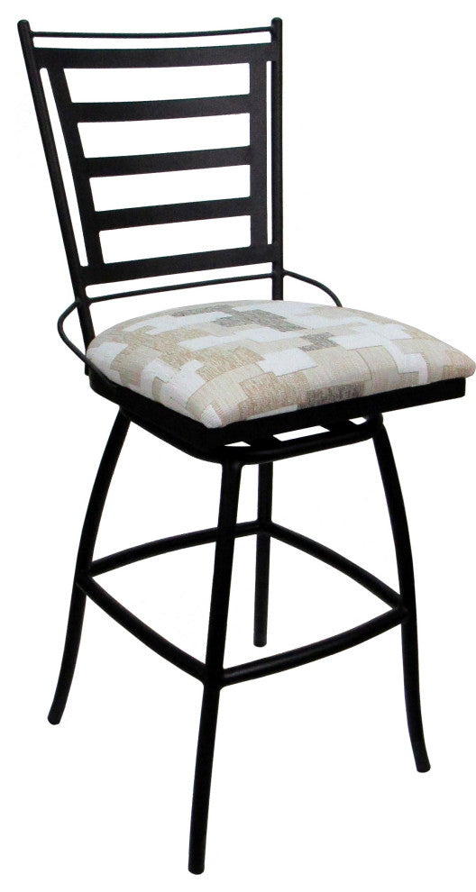 Outdoor/Indoor Bar Stool Armless Jenna 26" 30" 35" Seat, Craftsman Whitelinen - Black, 26"
