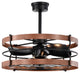 Isla 26" 6-Light Matte Black and Brown Faux Wood Grain Ceiling Fan