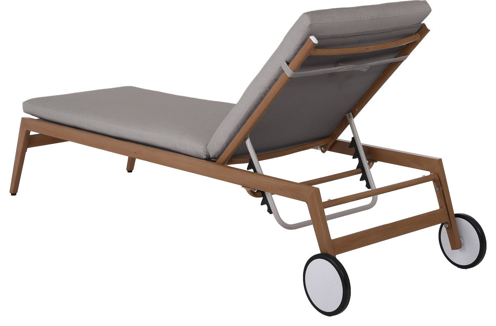 Maui Water Resisting Fabric Upholstered Outdoor Patio Lounger, Gray