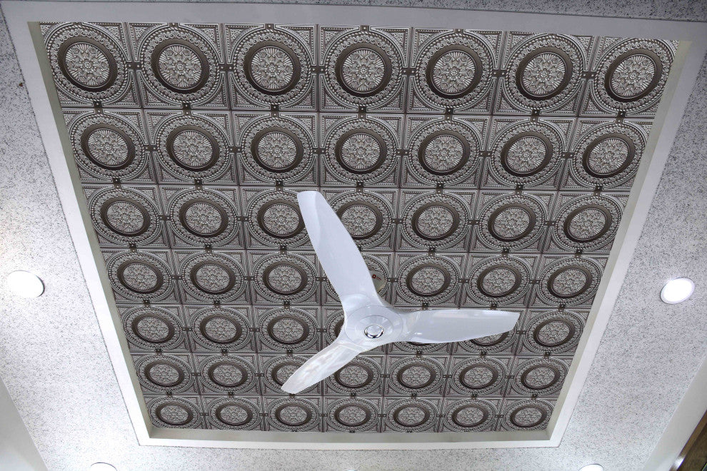 Antique Silver 3D Ceiling Panels, 2'x2', 40 Sq Ft, Pack of 10