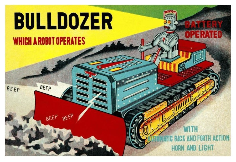 "Bulldozer Which a Robot Operates" Digital Paper Print by Retrotrans, 38"x26"