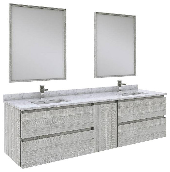 Fresca Formosa Modern 72" Ash Wall Mount Double Sink Vanity, Faucet Fft3071bn