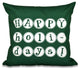 18"x18" Happy Holidays, Word Print Pillow, Green