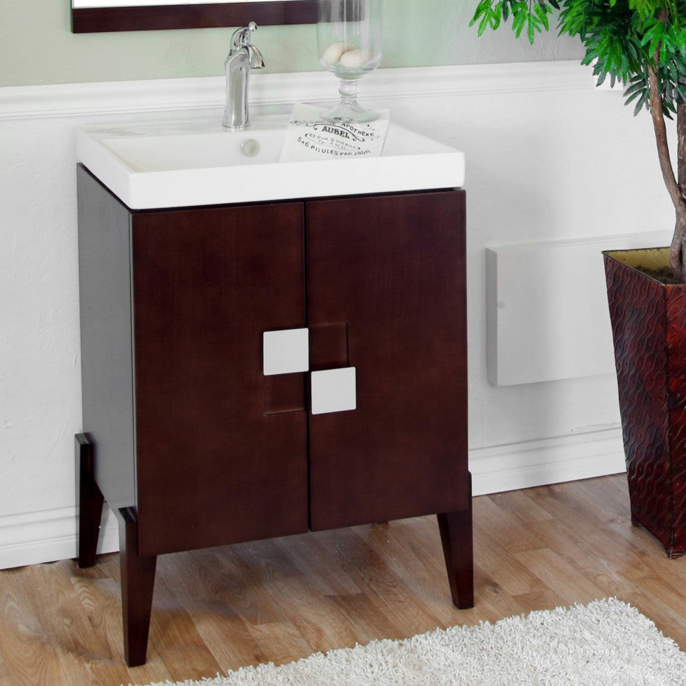 25" Single Sink Vanity-Wood-Walnut