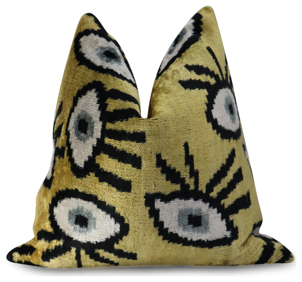 Canvello Handmade Handmade Velvet Silk Evil Eye Throw Pillow With Down Insert